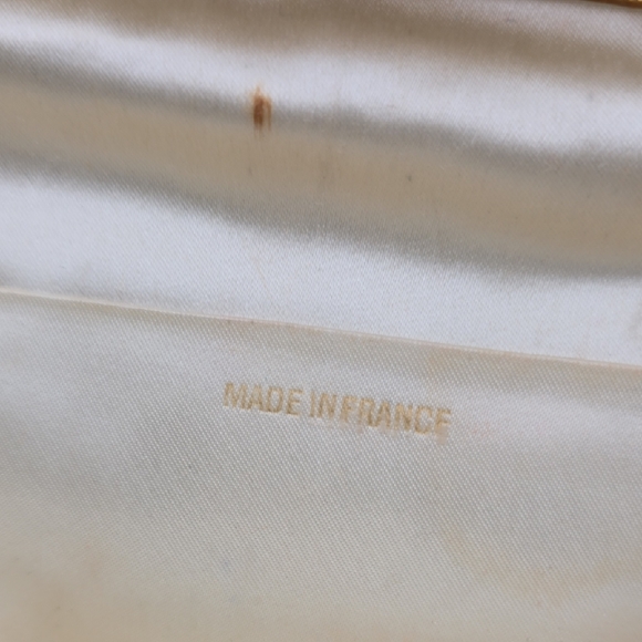 Vintage Ivory Beaded Handbag Embroidered Rose Floral Envelope Clutch French - Picture 8 of 16